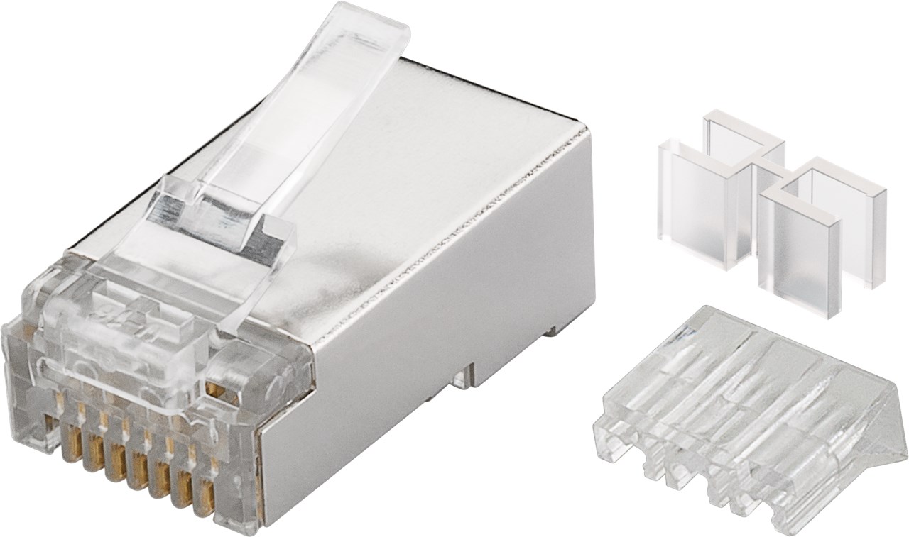 RJ45 Stecker, CAT 6A STP geschirmt RJ45 Stecker, CAT 6A STP geschirmt - für Rundkabel, mit Einfädelhilfe