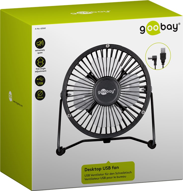4 Zoll USB-Ventilator für den Schreibtisch - Farbversion Schwarz - Ø 13 cm