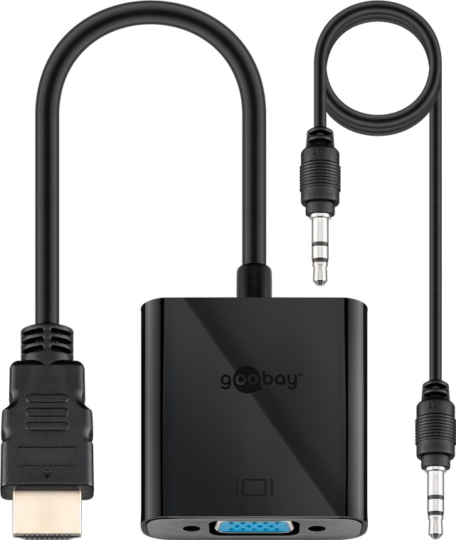 HDMI™/VGA-Adapter, vernickelt - Farbversion Schwarz - HDMI™/VGA-Adapter, vernickelt - Farbversion Schwarz -