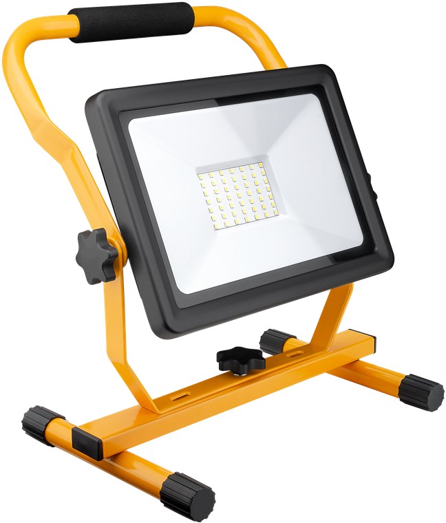 LED-Baustrahler mit Standfuß, 50 W - mit 4250 lm und kaltweißem Licht (6500 K), für den Innen- und Außeneinsatz geeignet (IP65)
