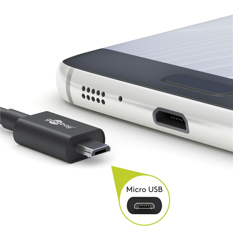 Micro USB Lade- und Synchronisationskabel - Kabellänge 0.5 m - für Android-Geräte; Schwarz Micro USB Lade- und Synchronisationskabel - Kabellänge 0.5 m - für Android-Geräte; Schwarz