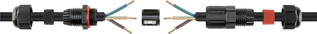 Kabelverbindungsstück 7,5 cm IP68 - Kabelmuffe zum Verlegen von Kabeln in Außenanlagen Kabelverbindungsstück 7,5 cm IP68 - Kabelmuffe zum Verlegen von Kabeln in Außenanlagen