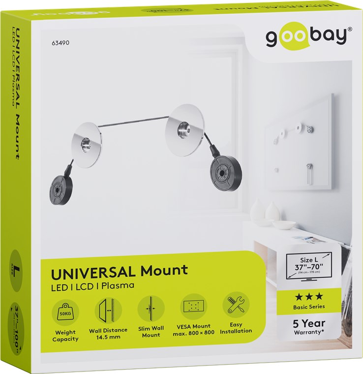 TV-Wandhalterung EasyMount Universal - für Fernseher von 37" bis 70" (94-178 cm) bis 50kg mit flexiblen Kabelsystem TV-Wandhalterung EasyMount Universal - für Fernseher von 37" bis 70" (94-178 cm) bis 50kg mit flexiblen Kabelsystem