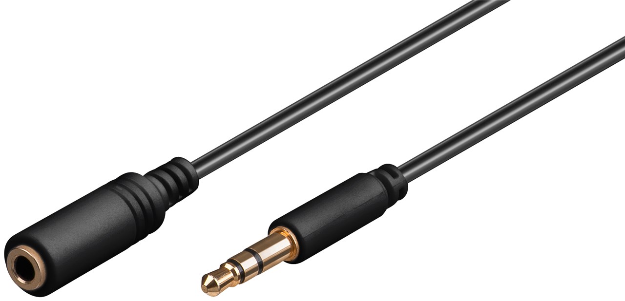 Kopfhörer- und Audio- Verlängerungskabel AUX, 3,5 mm 3-pol, slim - Kabellänge 0.5 m - Klinke 3,5 mm Stecker (3-Pin, stereo) > Klinke 3,5 mm Buchse (3-Pin, stereo)