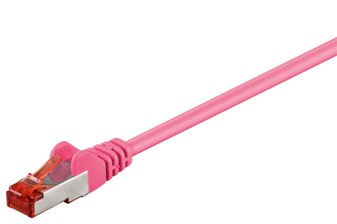CAT 6 Patchkabel, S/FTP (PiMF), Magenta, 1 m CAT 6 Patchkabel, S/FTP (PiMF), Magenta, 0,15 m - Kabellänge 0.15 m - Kupferleiter (CU), halogenfreier Kabelmantel (LSZH)