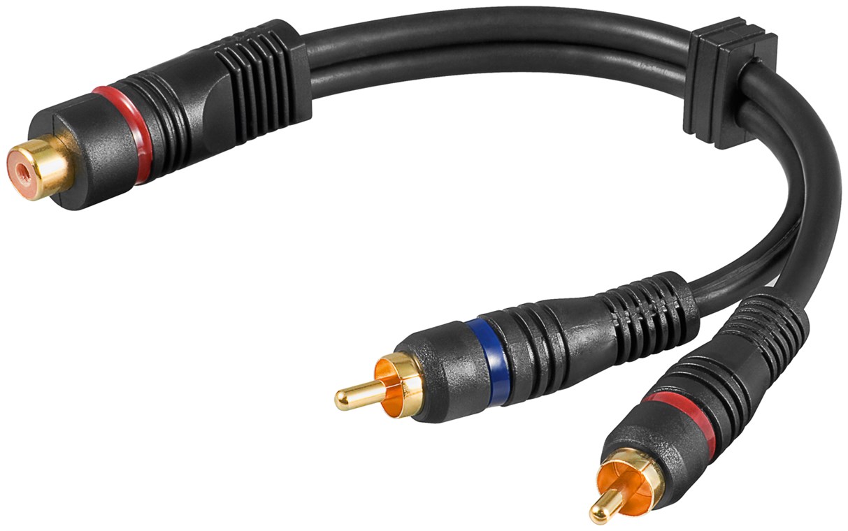 Audio Y-Adapterkabel (stereo), OFC Audio Y-Adapterkabel (stereo), OFC - Kabellänge 0.2 m - Cinch-Buchse > 2x Cinch-Stecker (Audio links/rechts)