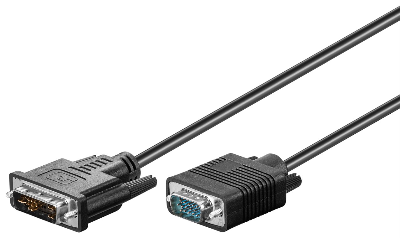 DVI-I/VGA Full HD Kabel, vernickelt - Kabellänge 1 m - DVI-A-Stecker (12+5 pin) > VGA-Stecker (15-polig)