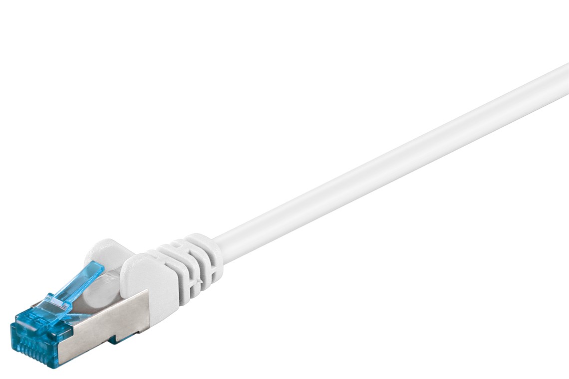 CAT 6A Patchkabel, S/FTP (PiMF), weiß, 10 m CAT 6A Patchkabel, S/FTP (PiMF), weiß, 0,25 m - Kabellänge 0.25 m - Kupferleiter (CU), halogenfreier Kabelmantel (LSZH)