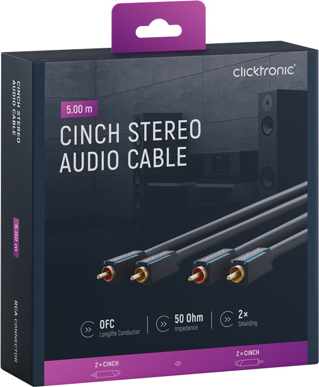 Cinch-Kabel, stereo - Kabellänge 5 m - Premium-Kabel|2x Cinch-Stecker 2x Cinch-Stecker|5,0 m|OFC-Innenleiter Cinch-Kabel, stereo - Kabellänge 5 m - Premium-Kabel|2x Cinch-Stecker 2x Cinch-Stecker|5,0 m|OFC-Innenleiter