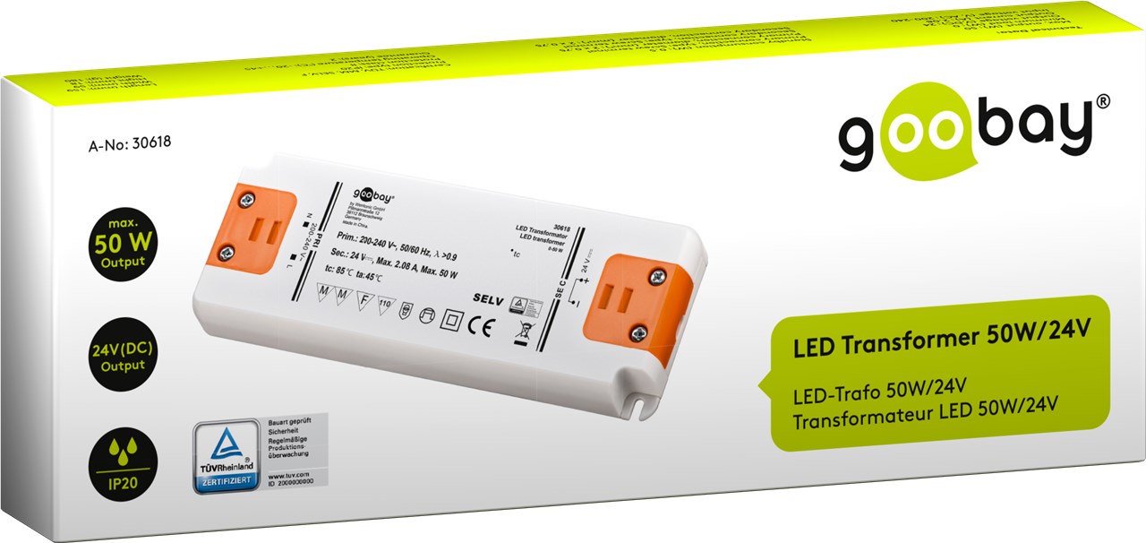 LED-Trafo 24 V/50 W - 24 V DC für LEDs bis 50 W Gesamtlast LED-Trafo 24 V/50 W - 24 V DC für LEDs bis 50 W Gesamtlast