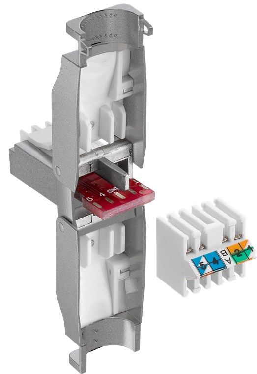 Werkzeugfreier RJ45 Stecker CAT 6 STP geschirmt - Für 9,0-mm-Kabeldurchmesser, Klemmleiste für werkzeugfreie LSA-Montage Werkzeugfreier RJ45 Stecker CAT 6 STP geschirmt - Für 9,0-mm-Kabeldurchmesser, Klemmleiste für werkzeugfreie LSA-Montage