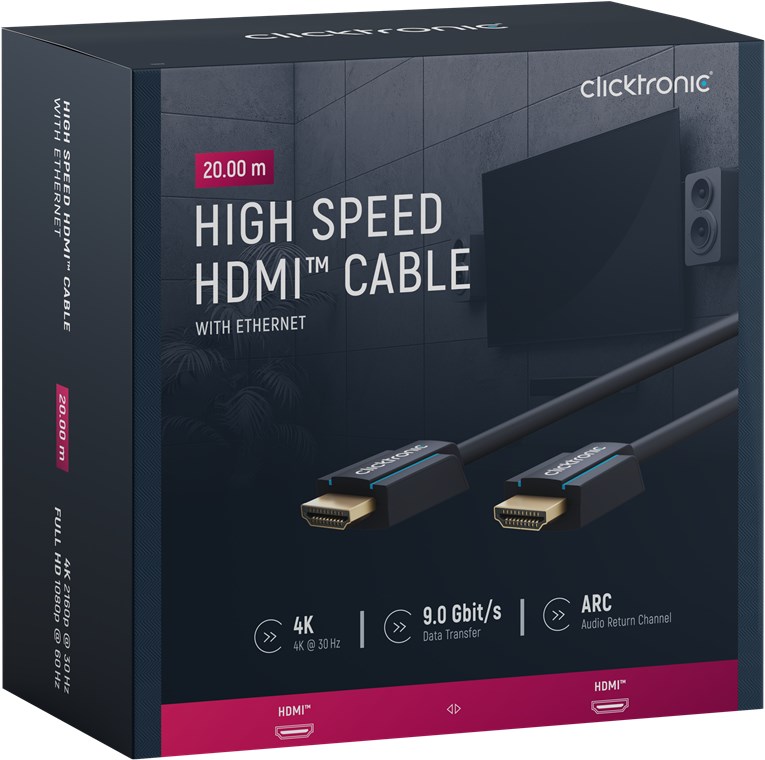 High-Speed-HDMI™-Kabel - Kabellänge 20 m - Premium-Kabel|1x HDMI™-Stecker 1x HDMI™-Stecker|20,0 m|UHD 4K @ 30 Hz