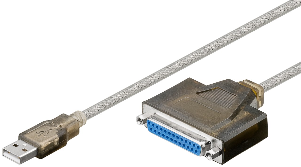 USB-Druckerkabel, Transparent - Kabellänge 1.5 m - USB 2.0-Stecker (Typ A) > D-SUB/IEEE 1284-Buchse (25-polig)