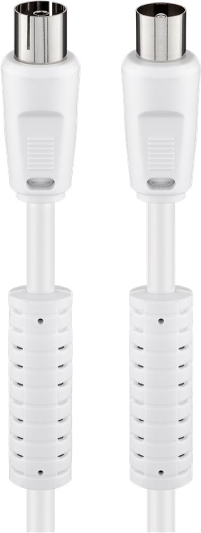 Antennenkabel mit Ferrite (80 dB), 2x geschirmt Antennenkabel mit Ferrite (80 dB), 2x geschirmt - Kabellänge 1.5 m - Koax-Stecker > Koax-Buchse (vollständig geschirmt)