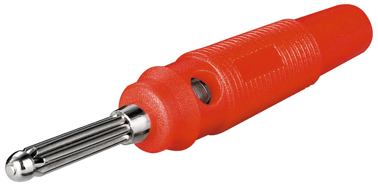 Bananen-Stecker Bananen-Stecker - Farbversion Rot - mit Querloch 4 mm, trittfest, Rot