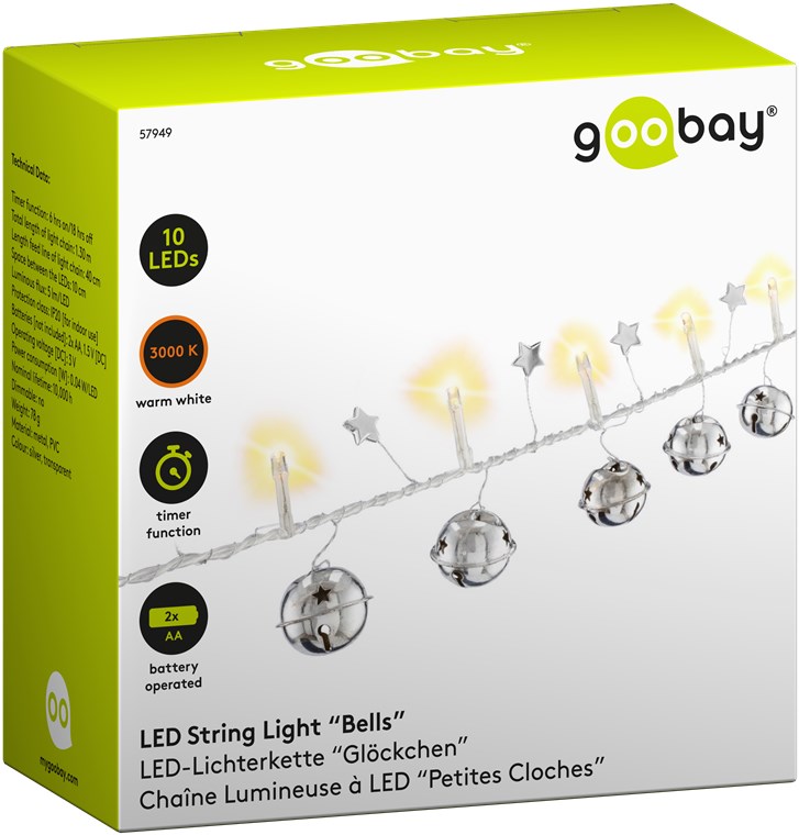 10er LED-Lichterkette "Glöckchen" - mit Timer-Funktion, warmweiß (3000 K), batteriebetrieben 10er LED-Lichterkette "Glöckchen" - mit Timer-Funktion, warmweiß (3000 K), batteriebetrieben