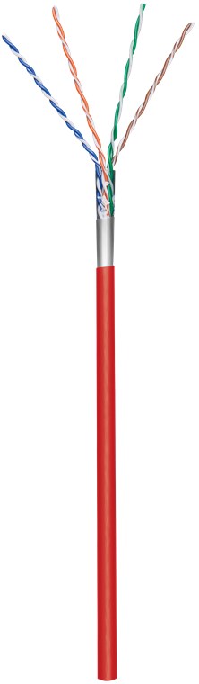CAT 5e Netzwerkkabel, F/UTP, 100 m - Farbversion Rot - Kupferkaschierter Aluminiumleiter (CCA), AWG 26/7 (stranded), PVC-Kabelmantel