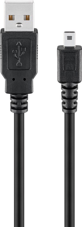 USB 2.0 Hi-Speed Kabel, Schwarz - Kabellänge 1.8 m - USB 2.0-Stecker (Typ A) > USB 2.0-Mini-Stecker (Typ B, 8-Pin)