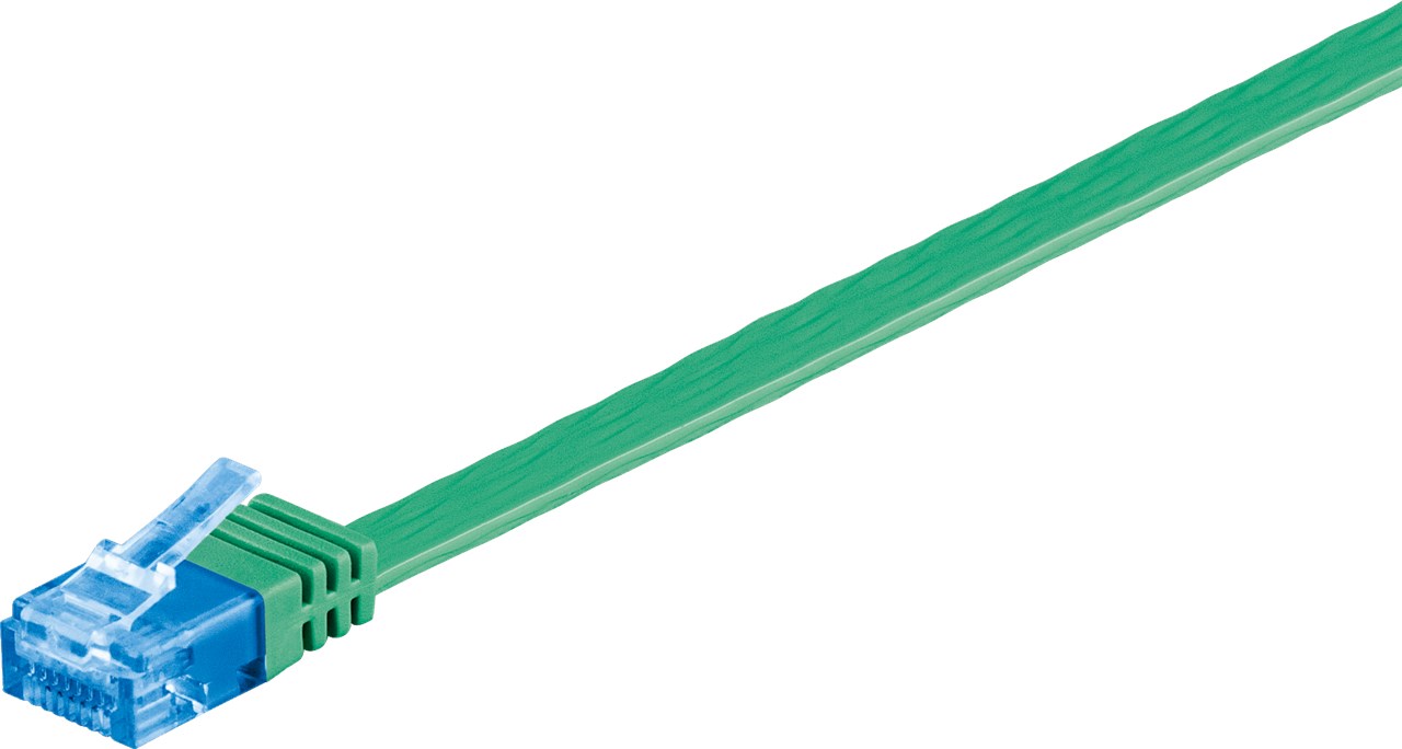 CAT 6A Flach-Patchkabel, U/UTP, Grün, 0,5 m - Kabellänge 0.5 m - Kupferleiter (CU) CAT 6A Flach-Patchkabel, U/UTP, Grün, 0,5 m - Kabellänge 0.5 m - Kupferleiter (CU)