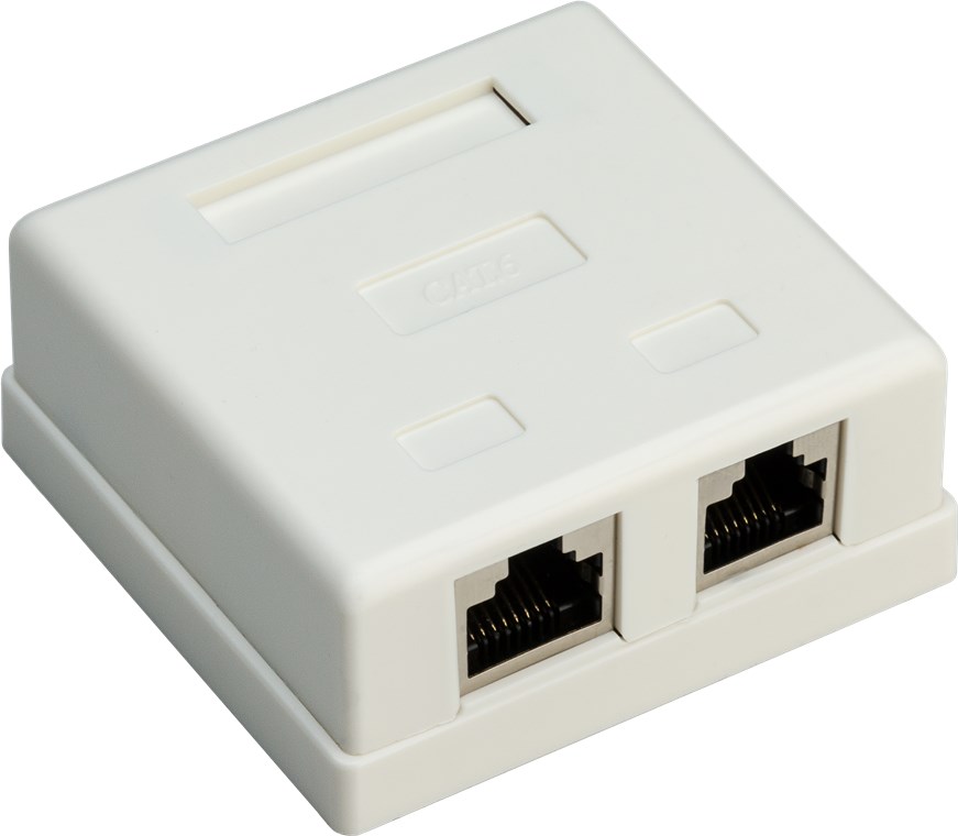 2-port RJ45 Anschlussdose, CAT 6, STP 2-port RJ45 Anschlussdose, CAT 6, STP - Anschluss, Typ 2x RJ45-Buchse (8P8C) - geschirmt