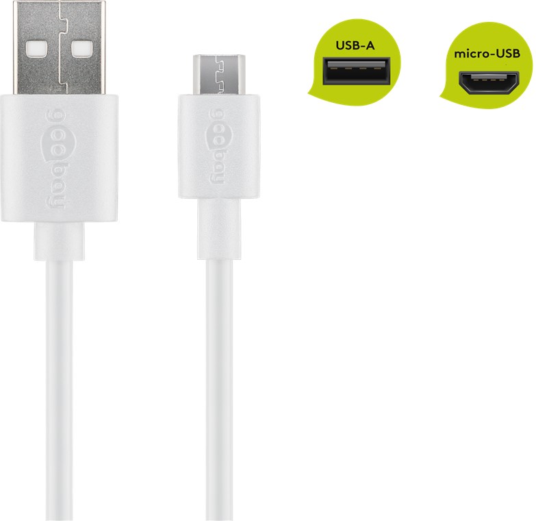 Micro USB Lade- und Synchronisationskabel - Kabellänge 1 m - für Android-Geräte; weiß Micro USB Lade- und Synchronisationskabel - Kabellänge 1 m - für Android-Geräte; weiß