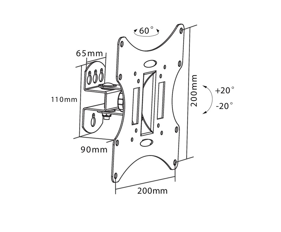 TV-Wandhalterung Basic Tilt (Größe S) - für Fernseher und Monitore zwischen 23 und 42 Zoll (58-107 cm), neigbar, schwenkbar