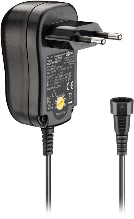 3 V - 12 V Universal-Netzteil - Ausgang, max. Stromstärke (DC) 0.0416666666666667 - inkl. 1 USB- und 8 DC-Adapter - max. 12 W und 1 A 3 V - 12 V Universal-Netzteil - Ausgang, max. Stromstärke (DC) 0.0416666666666667 - inkl. 1 USB- und 8 DC-Adapter - max. 12 W und 1 A