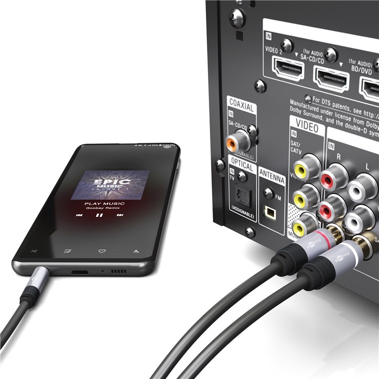 MP3 Klinke zu Cinch Audio Adapterkabel - Kabellänge 3 m - Klinke 3,5 mm Stecker (3-Pin, stereo) > 2x Cinch-Stecker (Audio links/rechts)