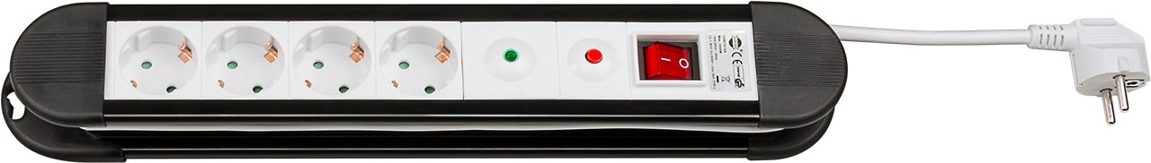 Steckdosenleiste 4-fach mit Überspannungsschutz, 1,4 m Steckdosenleiste 4-fach mit Überspannungsschutz, 1,4 m - 4 Schutzkontaktbuchsen mit Schalter