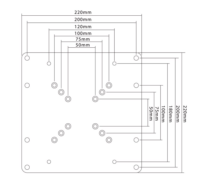 VESA-Adapter für TV-Wandhalterung - zur Adaptierung der VESA-Maße von Wandhalter zum Fernseher auf maximal 200x200 mm.