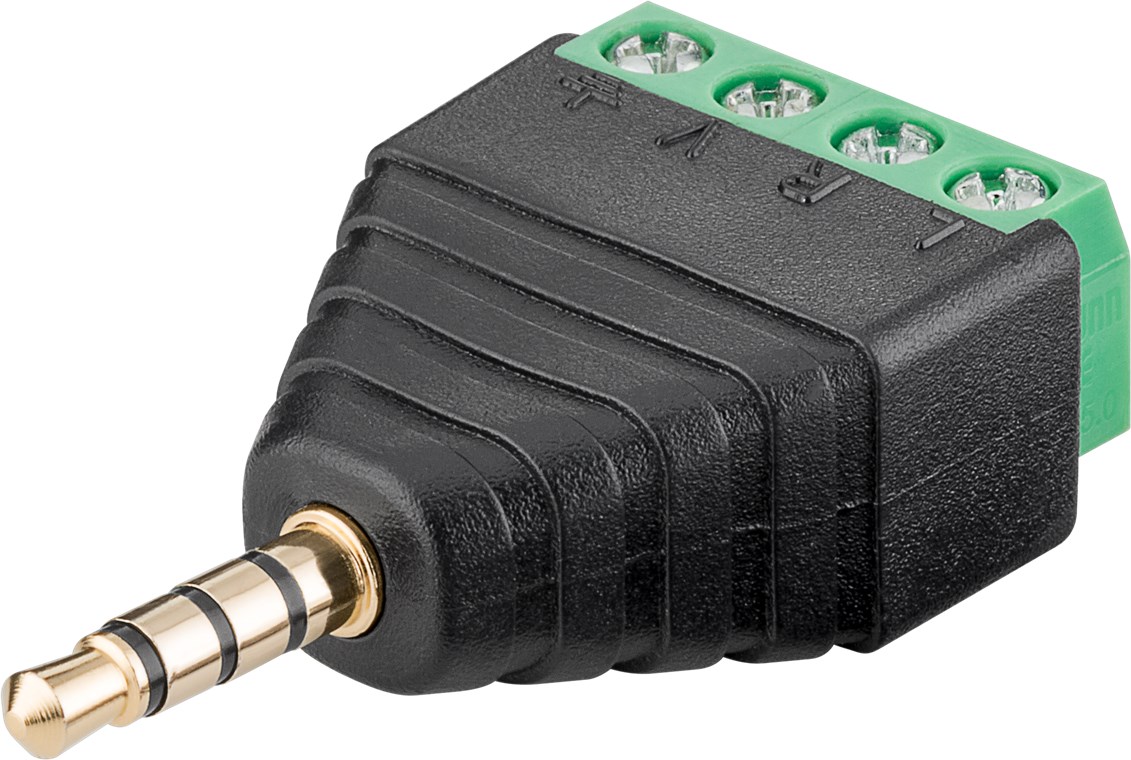 Terminal Block 4-pin > Klinke 3,5 mm Stecker (4-Pin, stereo) - Schraubbefestigung