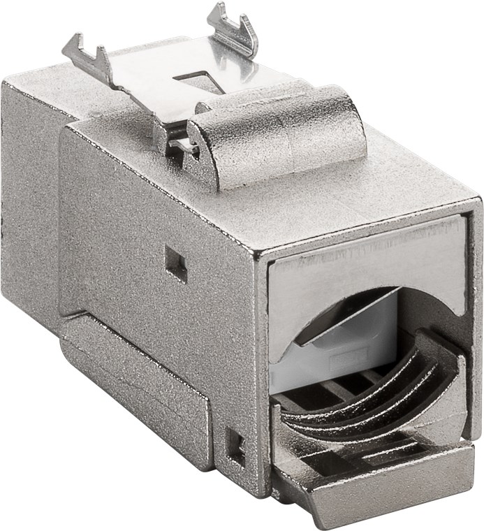 Keystone Modul RJ45 CAT 6, STP - 17,0 mm breit, Krokodil-Typ, Klemmleiste für werkzeugfreie LSA-Montage, Snap-In-System