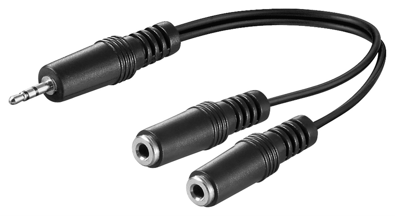 Audio Y Kabeladapter 3,5 mm, 1x Stecker 2x Buchse mono Audio Y Kabeladapter 3,5 mm, 1x Stecker 2x Buchse mono - Kabellänge 0.2 m - Klinke 3,5 mm Stecker (3-Pin, stereo) > 2x Klinke 3,5 mm Buchse (2-Pin, mono)