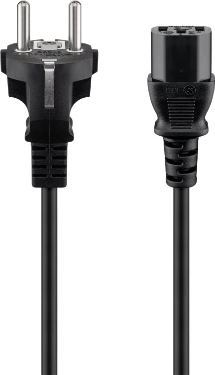 Kaltgeräte-Anschlusskabel, 1,5 m, Schwarz - Kabellänge 1.5 m - Schutzkontaktstecker (Typ F, CEE 7/7) > Gerätebuchse C13 (Kaltgeräteanschluss) Kaltgeräte-Anschlusskabel, 1,5 m, Schwarz - Kabellänge 1.5 m - Schutzkontaktstecker (Typ F, CEE 7/7) > Gerätebuchse C13 (Kaltgeräteanschluss)