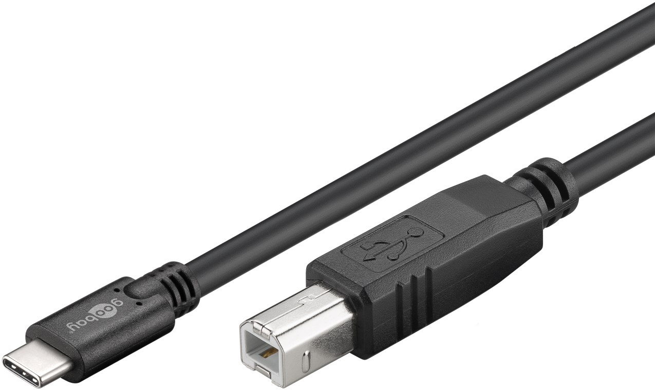 USB-C™ auf B Kabel, schwarz - Kabellänge 1 m - USB 2.0-Stecker (Typ B) > USB-C™-Stecker