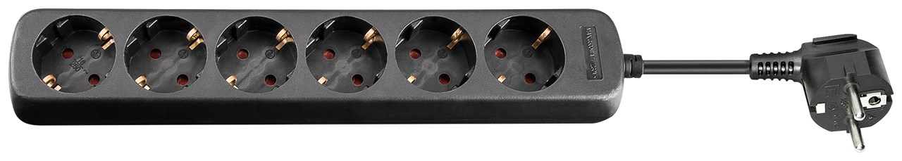 Steckdosenleiste 6-fach, 3 m, Schwarz Steckdosenleiste 6-fach, 5 m, Schwarz - Kabellänge 5 m