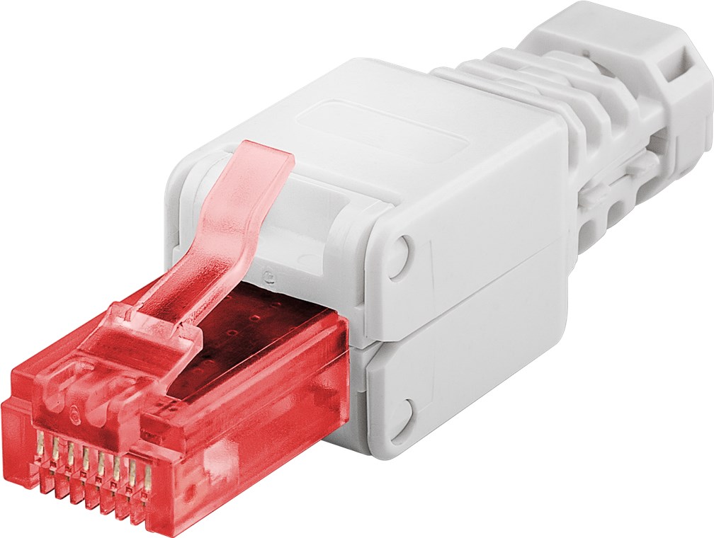 Werkzeugfreier RJ45 Stecker CAT 6 UTP ungeschirmt - Für 3 Kabeldurchmesser (5,2 mm/6,4 mm/7,5 mm), Klemmleiste für werkzeugfreie LSA-Montage Werkzeugfreier RJ45 Stecker CAT 6 UTP ungeschirmt - Für 3 Kabeldurchmesser (5,2 mm/6,4 mm/7,5 mm), Klemmleiste für werkzeugfreie LSA-Montage