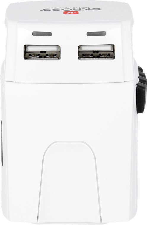 World Adapter MUV Micro USB - geeignet für alle ungeerdeten Geräte (2-pol.), mit integriertem dualem USB-Ladegerät