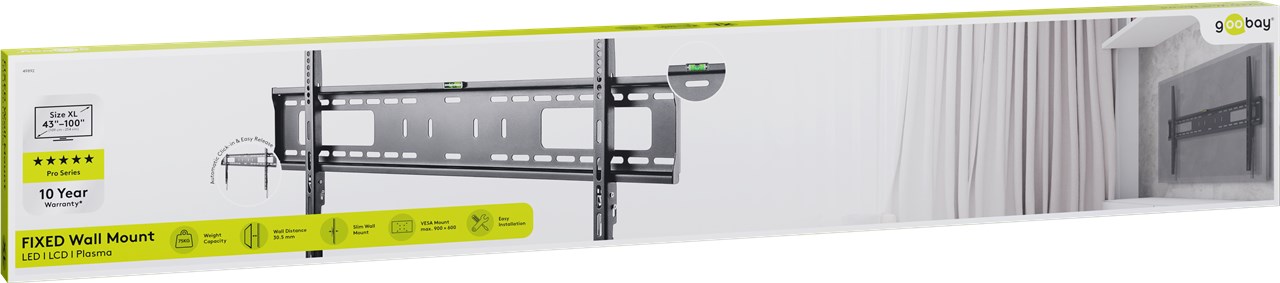 TV-Wandhalterung Pro FIXED (XL) - für Fernseher von 43" bis 100" (109-254 cm) bis 75kg TV-Wandhalterung Pro FIXED (XL) - für Fernseher von 43" bis 100" (109-254 cm) bis 75kg