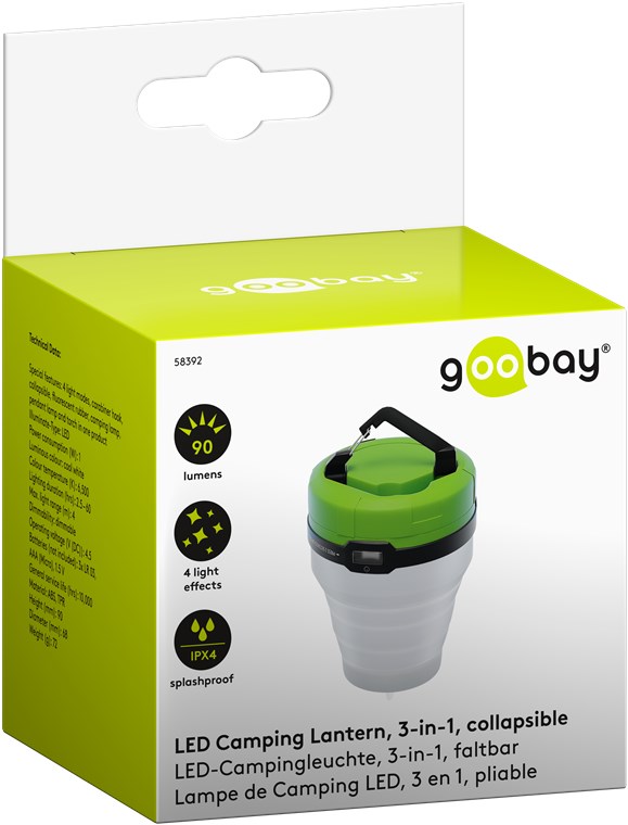 LED-Campingleuchte, 3-in-1, faltbar - vielseitig einsetzbarer Begleiter für Freizeit, Parties, Camping und andere Outdooraktivitäten