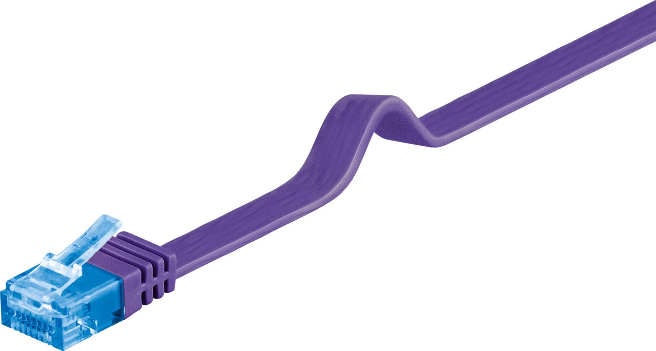 CAT 6A Flach-Patchkabel, U/UTP, Violett, 2 m CAT 6A Flach-Patchkabel, U/UTP, Violett, 0,5 m - Kabellänge 0.5 m - Kupferleiter (CU)