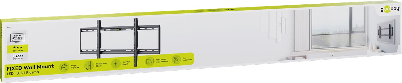 TV-Wandhalterung Basic FIXED (XL) - für Fernseher von 43" bis 100" (109-254 cm) bis 75kg TV-Wandhalterung Basic FIXED (XL) - für Fernseher von 43" bis 100" (109-254 cm) bis 75kg