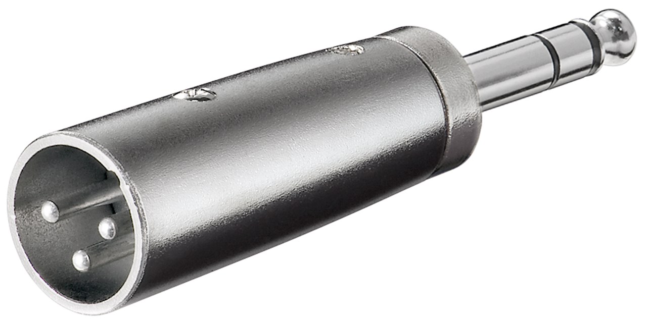 XLR-Adapter, AUX-Klinke 6,35 mm Stereo-Stecker auf XLR-Stecker - 1x XLR-Stecker (3-polig) > 1x 6,35-mm-Klinkenstecker (4-polig, stereo) XLR-Adapter, AUX-Klinke 6,35 mm Stereo-Stecker auf XLR-Stecker - 1x XLR-Stecker (3-polig) > 1x 6,35-mm-Klinkenstecker (4-polig, stereo)