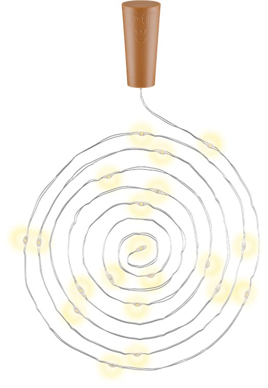 10 x 20er LED-Flaschen-Lichterkette 10 x 20er LED-Flaschen-Lichterkette - Stimmungsvolle Leuchtdekoration für Glasflaschen