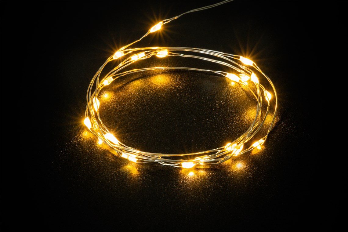 20er LED-Silberdraht-Lichterkette, inkl. Timer - Stimmungsvolle Leuchtdekoration für den Innenbereich