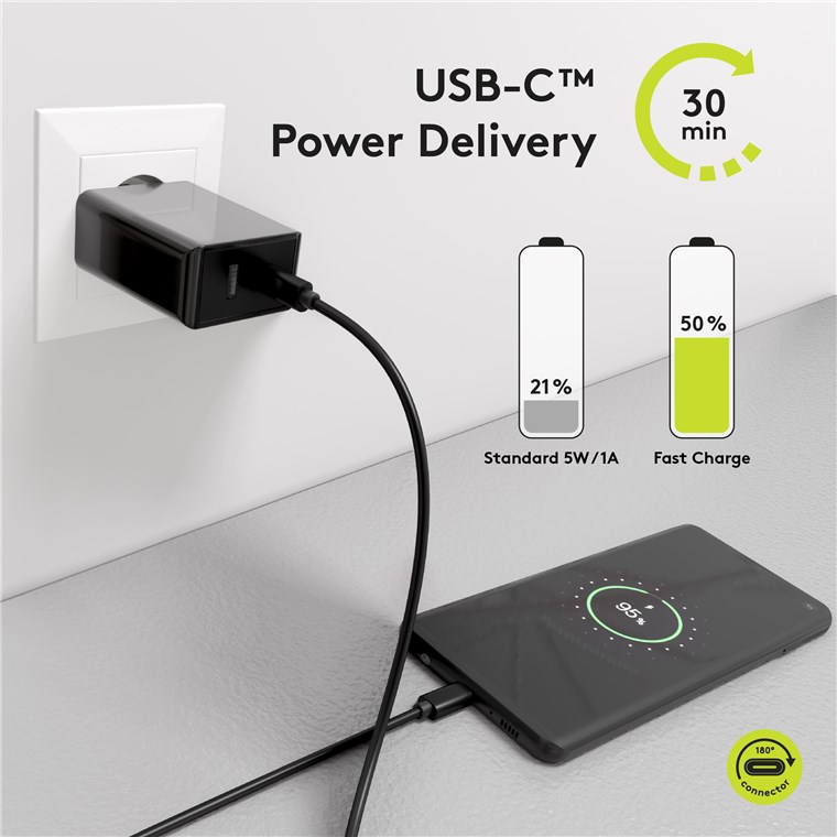 Dual USB-C™ PD (Power Delivery) Schnellladegerät (28W) schwarz - geeignet für Geräte mit USB-C™ (Power Delivery) 18W oder herkömmlichen USB-A Anschluss 10W wie z.B. iPhone 12 Dual USB-C™ PD (Power Delivery) Schnellladegerät (28W) schwarz - geeignet für Geräte mit USB-C™ (Power Delivery) 18W oder herkömmlichen USB-A Anschluss 10W wie z.B. iPhone 12