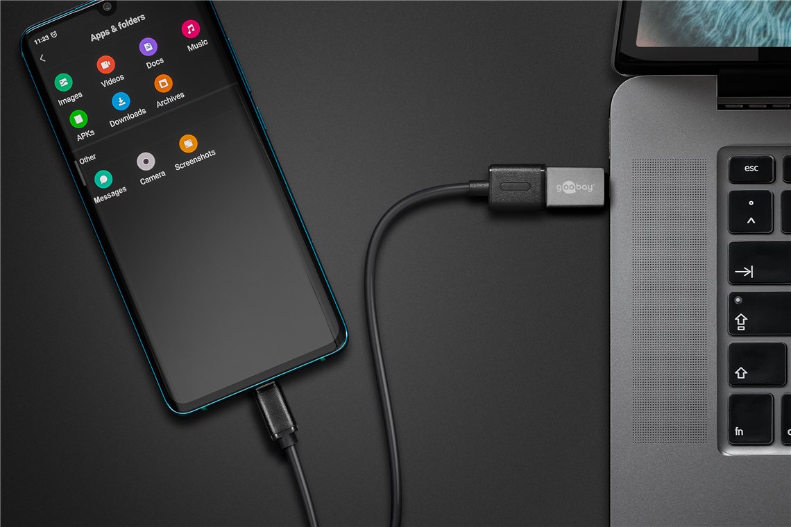 USB-C™/USB A OTG Super Speed Adapter für den Anschluss von Ladekabeln 3.0, grau - Farbversion Grau - USB-C™-Stecker > USB 3.0-Buchse (Typ A)