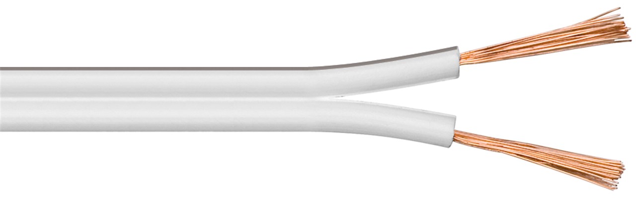Lautsprecherkabel weiß CCA - Kabellänge 10 m - 10 m Rolle, Querschnitt 2 x 0,75 mm²