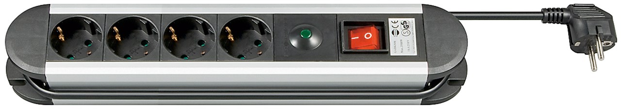 Steckdosenleiste 4-fach mit Überspannungsschutz, 1,4 m Steckdosenleiste 4-fach mit Überspannungsschutz, 1,4 m - 4 Schutzkontaktbuchsen mit Schalter