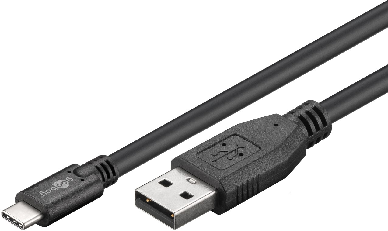 USB 2.0 Kabel USB-C™ auf USB A, schwarz - Kabellänge 3 m - geeignet für Geräte mit USB-C™ Anschluss